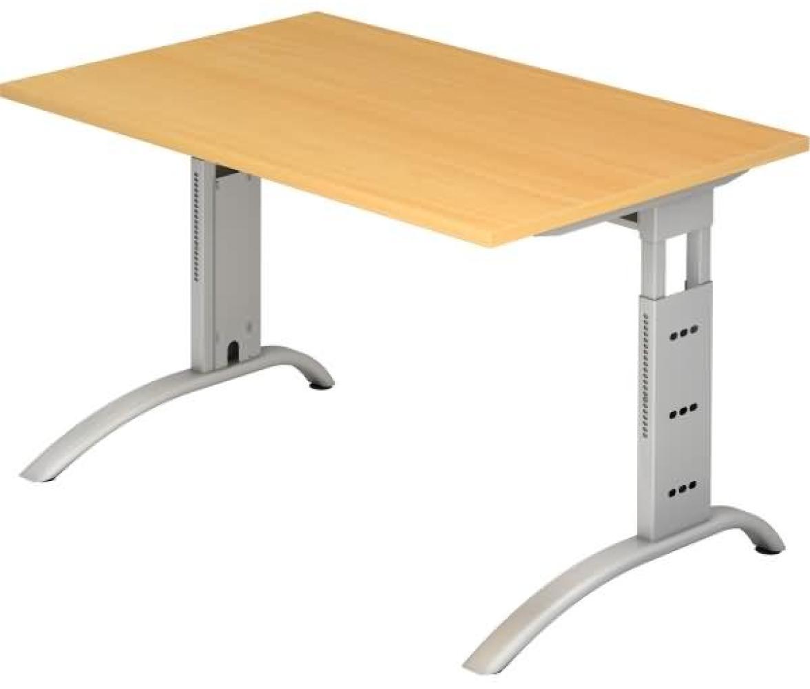 Schreibtisch FS12 C-Fuß 120x80 cm Buche Gestellfarbe: Silber Bild 1