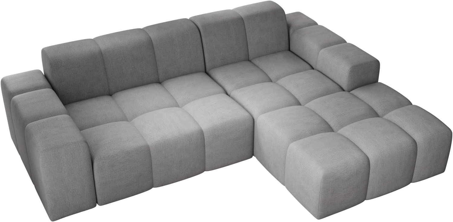 Ecksofa Fogo, Sofa ohne Schlaffuktion, Ecksofa L-Form Veloursstoff, Rechts Sofa, 245 x 68 x 180 cm, Grau Bild 1