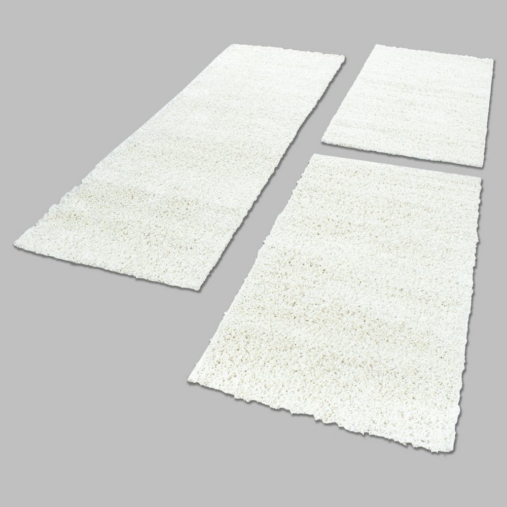 Carpettex Hochflor-Bettumrandung Unicolor - Einfarbig, Höhe 30 mm, (Bett-Set, 3-tlg, Bettvorlage), Schlafzimmer Teppich Bettumrandung Läufer Set 3 teilig Bild 1