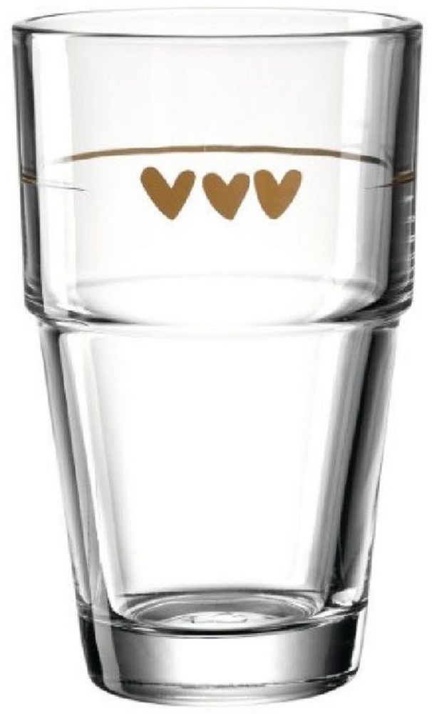 LEONARDO 043467 Solo Latte Macchiato Becher mit Motiv Herzen, Glas, 410 ml, klar Bild 1