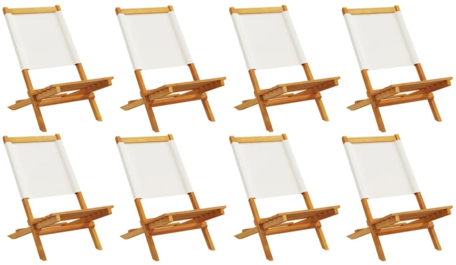 vidaXL Gartenstühle 8 Stk. Klappbar Cremeweiß Stoff und Massivholz 3214639 Bild 1