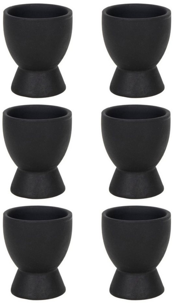 HIT Trading Eierbecher BRUNCH, Ø 6 cm, H 8 cm, Schwarz matt, (Set, 6-tlg), Steingut Bild 1