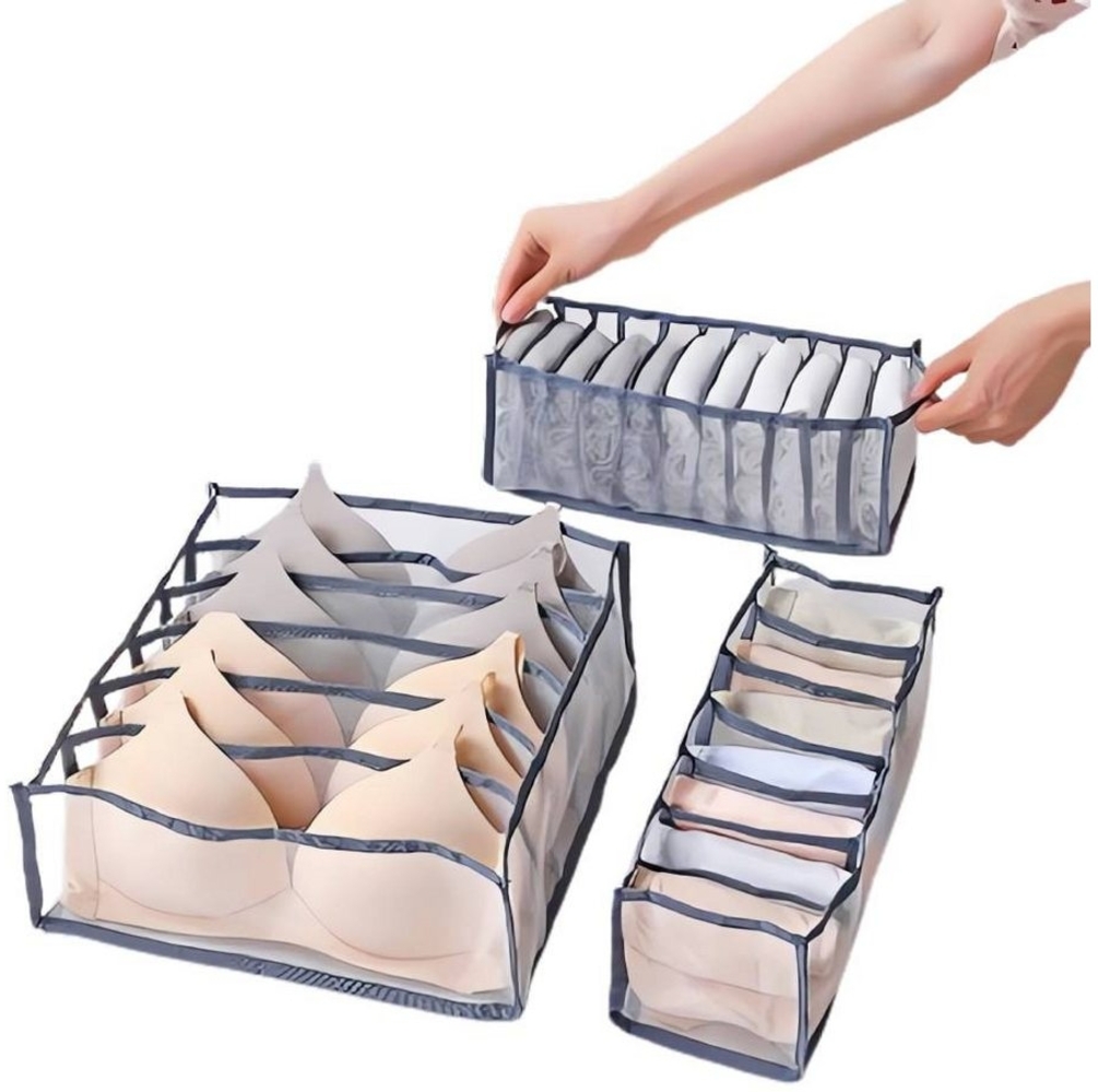 Blusmart Aufbewahrungsbox 3 Stück Unterwäsche-Schubladen-Organizer (Mehrzweck-Aufbewahrungsbox, 3 St, Kleidung Separator), Organizer Höschen Socken Aufbewahrungsboxen Bild 1