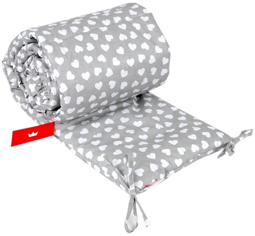 BabyLux Bettnestchen BABYLUX Bettumrandung NESTCHEN Bettnestchen 210 x 30 cm Babybett, 95. Herzen Grau Bild 1