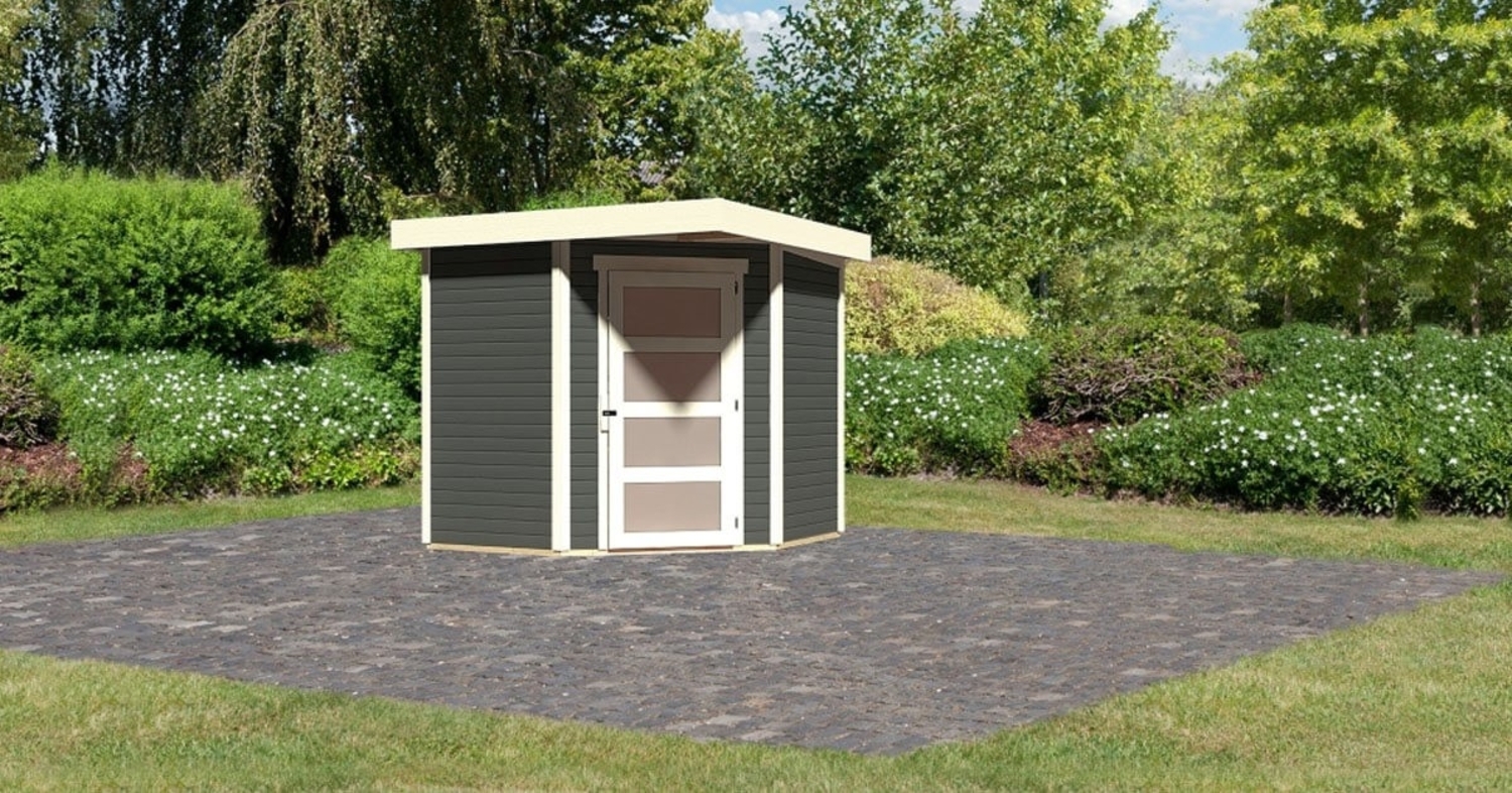 Karibu Holz Gartenhaus "Schwandorf 3", terragrau, 2,1x2,2 m (B x T),ohne Anbaudach Bild 1