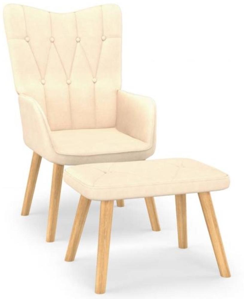 vidaXL Relaxsessel mit Hocker Creme Stoff [327536] Bild 1