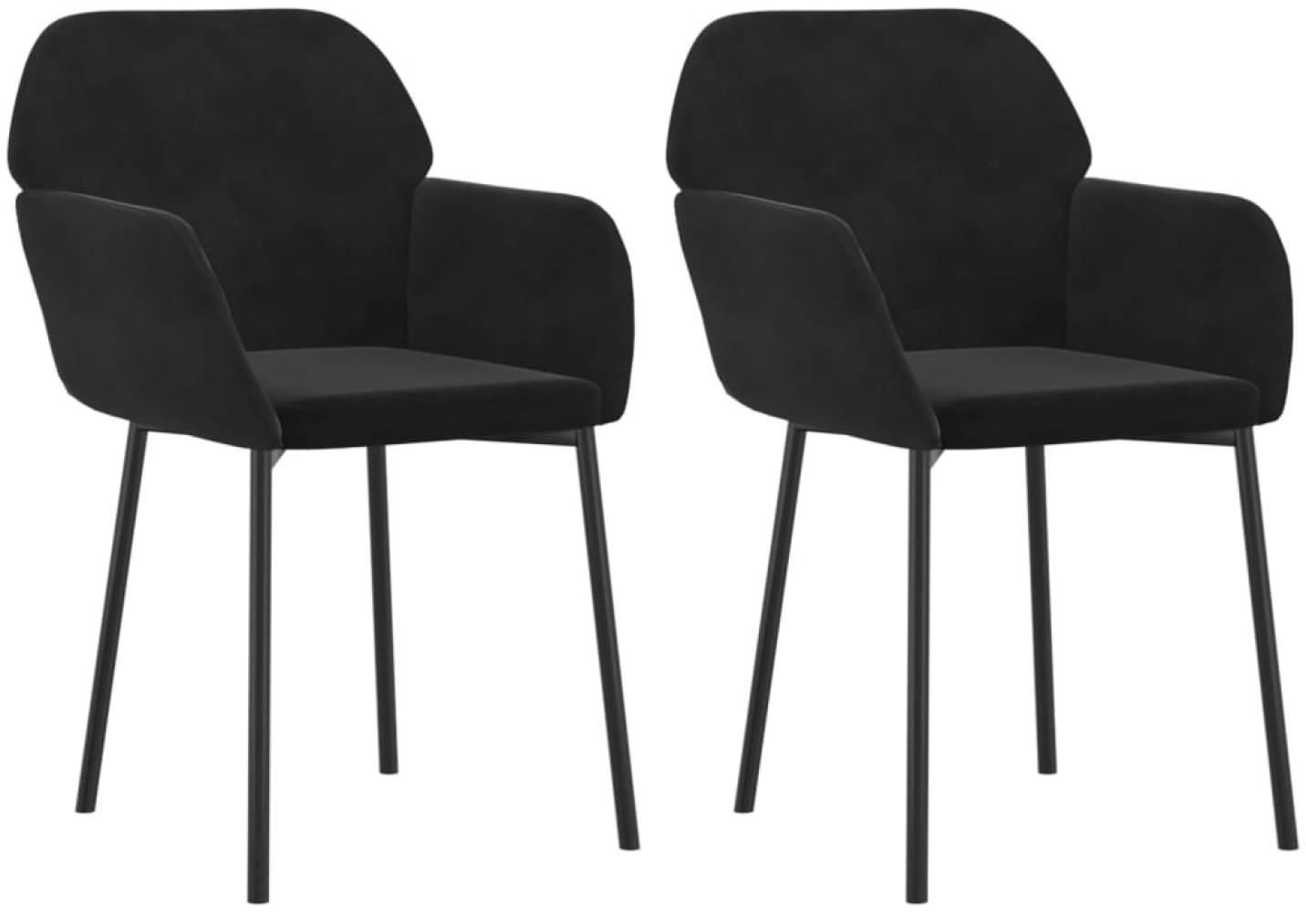 Esszimmerstühle 2 Stk. Schwarz Samt [344707] Bild 1
