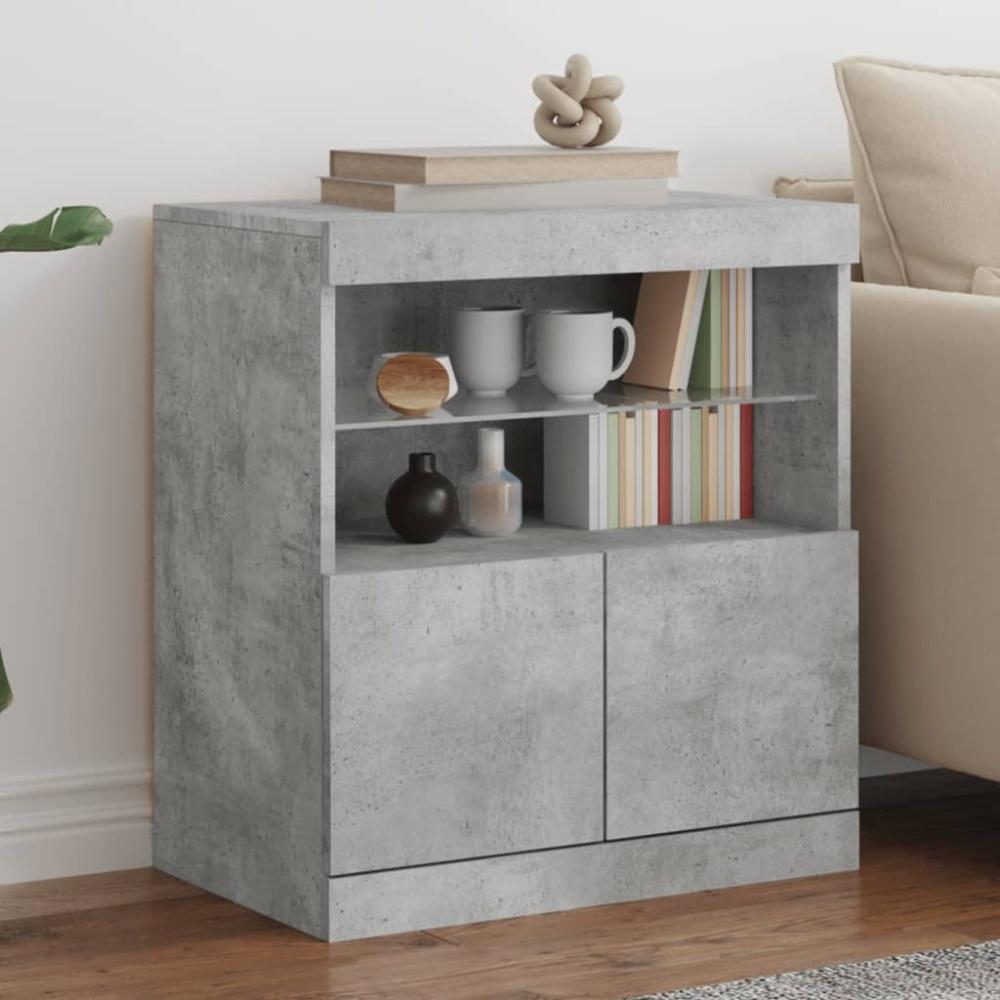 vidaXL Sideboard mit LED-Leuchten Betongrau 60x37x67 cm 836654 Bild 1