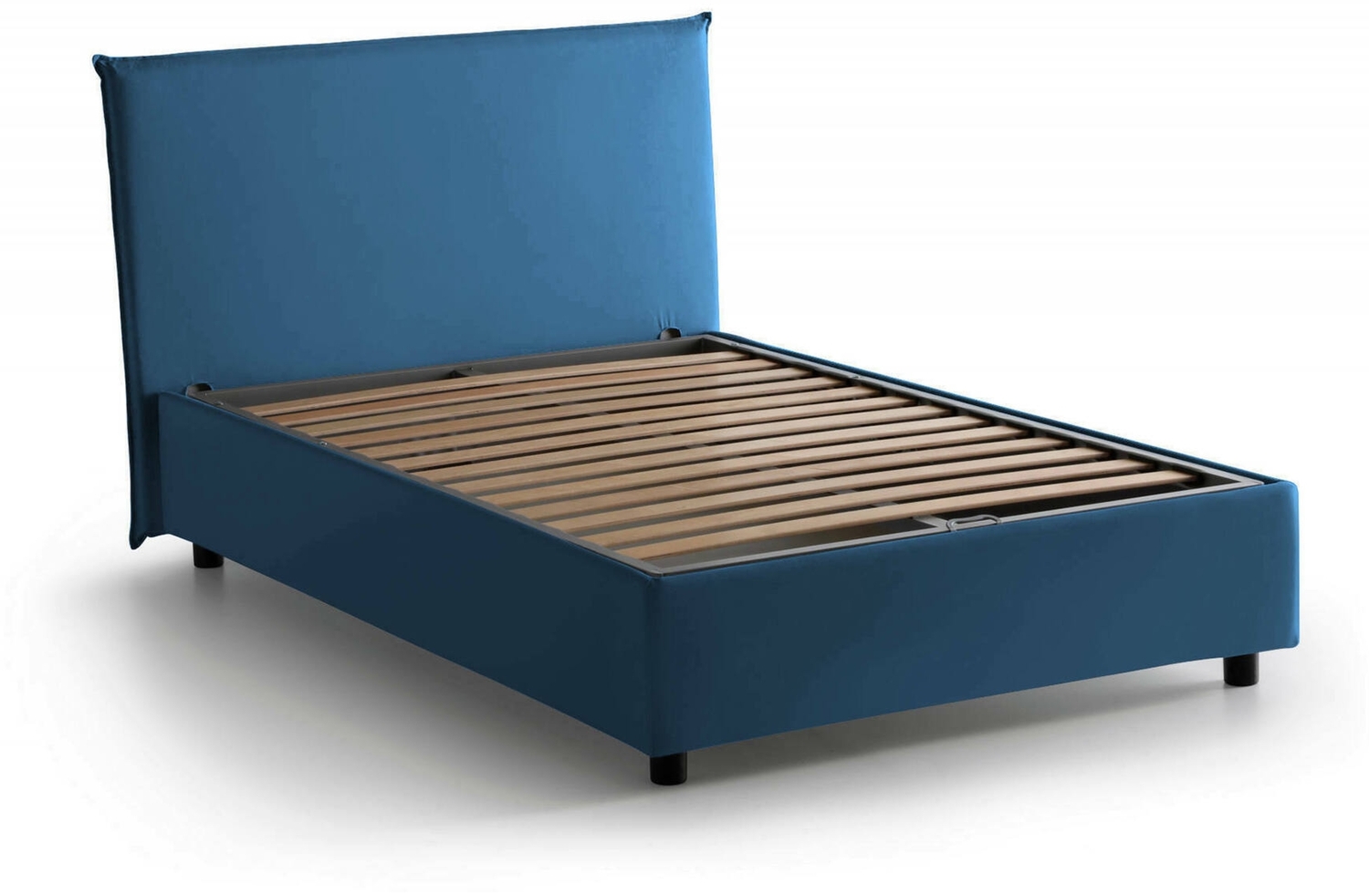 Dmora Anyta Doppelbett, Stauraumbett mit Stoffbezug, 100 % Made in Italy, Öffnung vorne, geeignet für Matratze 120x190 cm, blau Bild 1