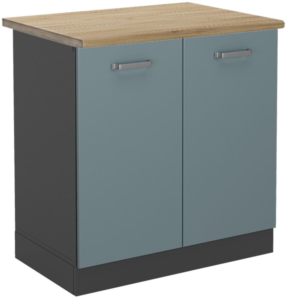 Spülenunterschrank R-Line Blau-Grau 80 cm , AP Eiche Vicco Bild 1