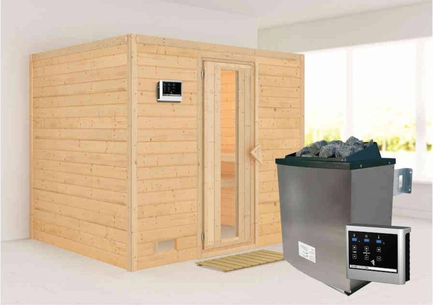 Karibu Sauna Innenkabine Sonara Innensauna 3 Sitzbänke aus Holz Saunakabine mit 40 mm Wandstärke Dampfsauna mit Montagematerial Bild 1