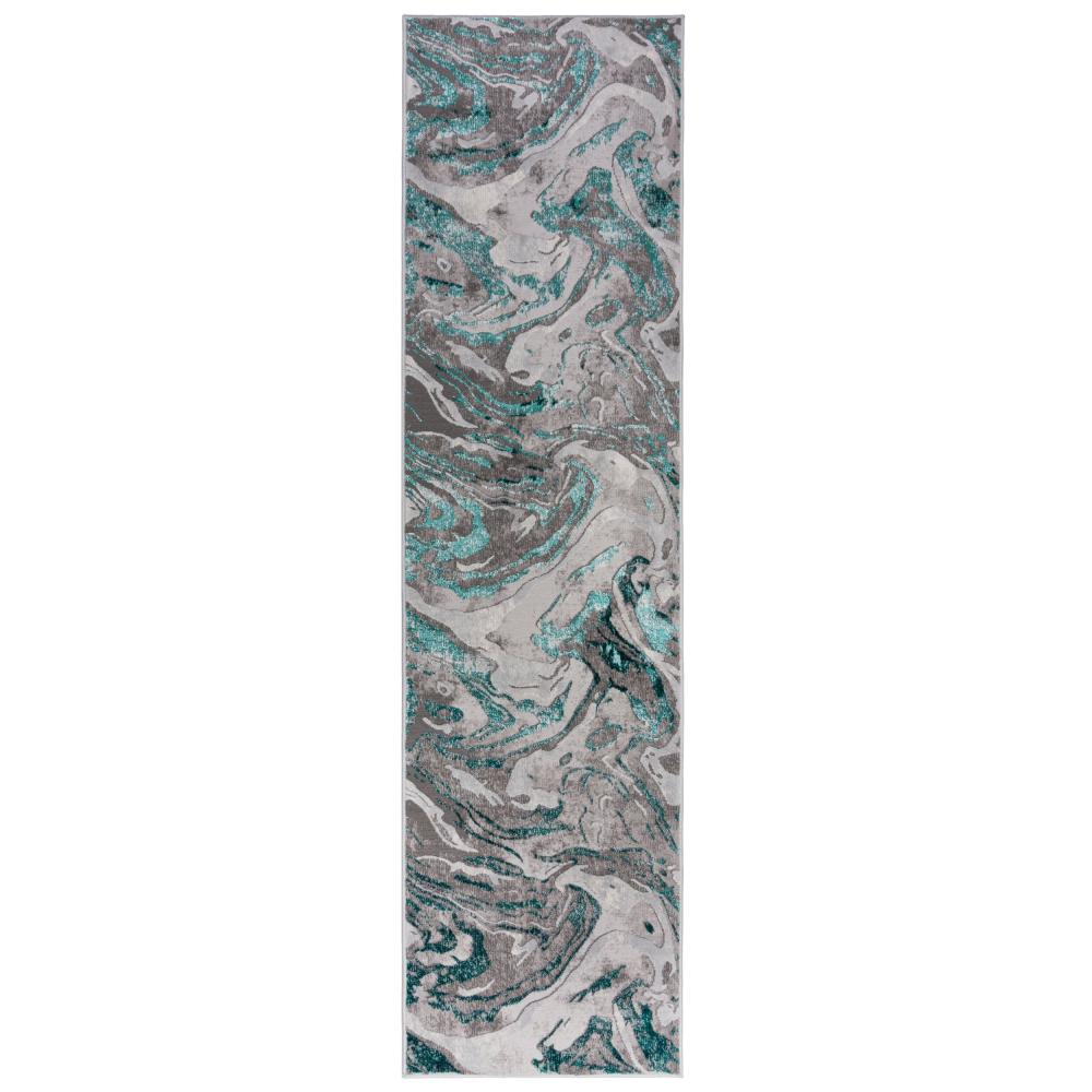 Kadima Design Luxuriöser Wohnzimmer Teppich "Ouse Joy", Metallische Marmorierung - Farbe: Grün-Grau, 80x300 cm Bild 1