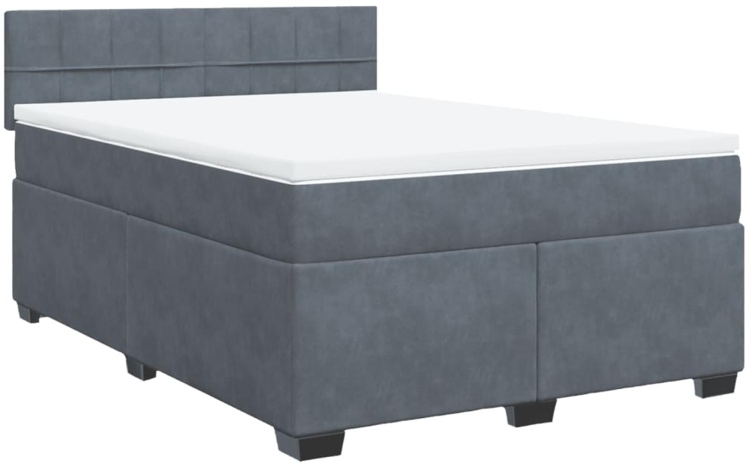 vidaXL Boxspringbett mit Matratze Dunkelgrau 140x200 cm Samt 3286331 Bild 1