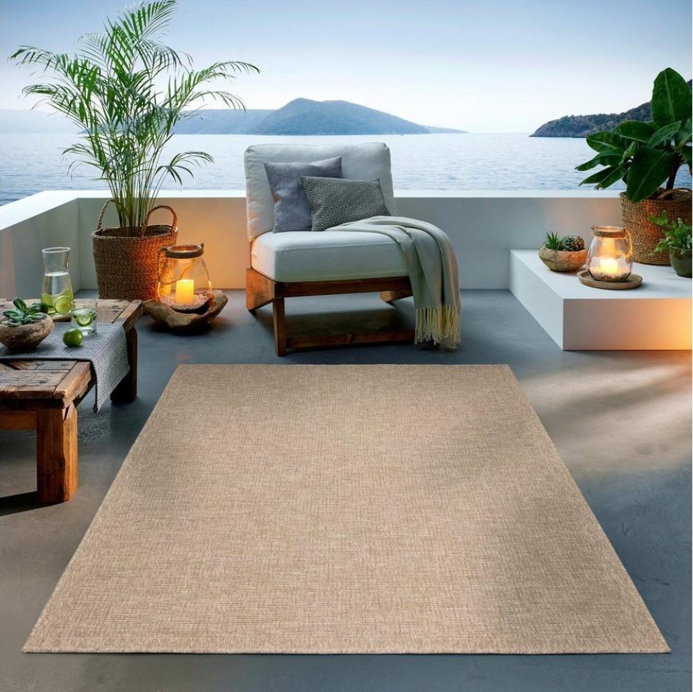 TaCa Home Teppich Outdoor & Indoor Teppich wetterfest Sisal-Jute-Optik, rechteckig, Höhe: 10 mm, Terrasse Balkon Garten Wohnzimmer Bad Küche, Panama - 120x170 cm Bild 1