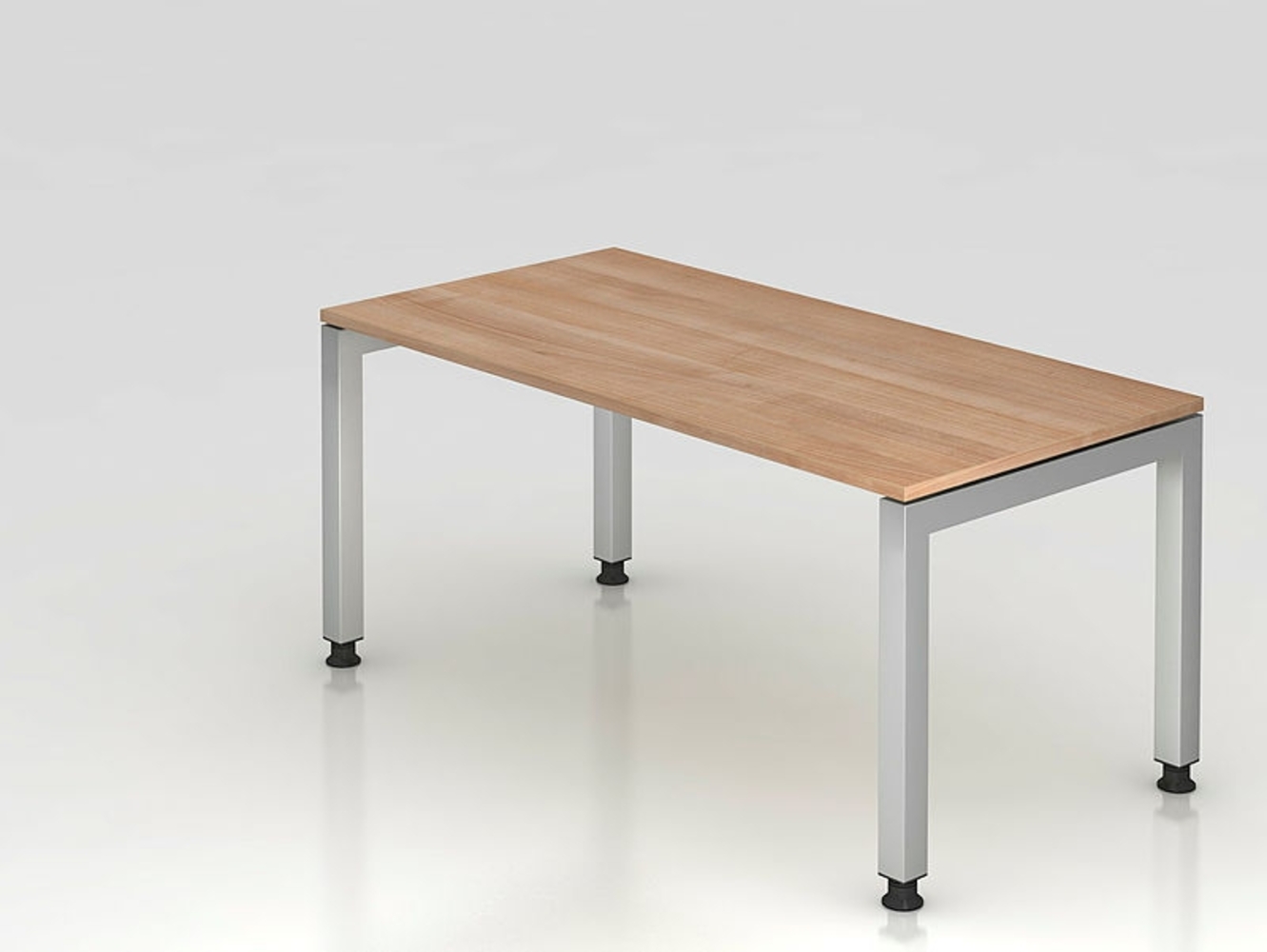 Schreibtisch JS16 U-Fuß / 4-Fuß eckig 160x80cm Nussbaum Gestellfarbe: Silber Bild 1