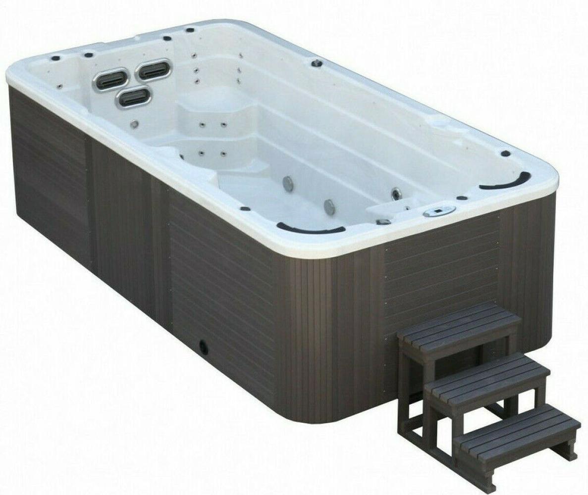 XXXL Luxus Led Swim Spa 445x230cm Whirlpool Gegenstromanlage Outdoor Schwimmbad Bild 1