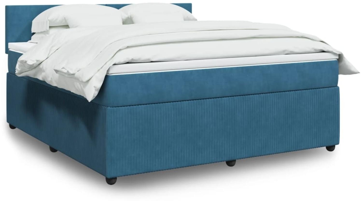 vidaXL Boxspringbett mit Matratze Blau 180x200 cm Samt 3287804 Bild 1