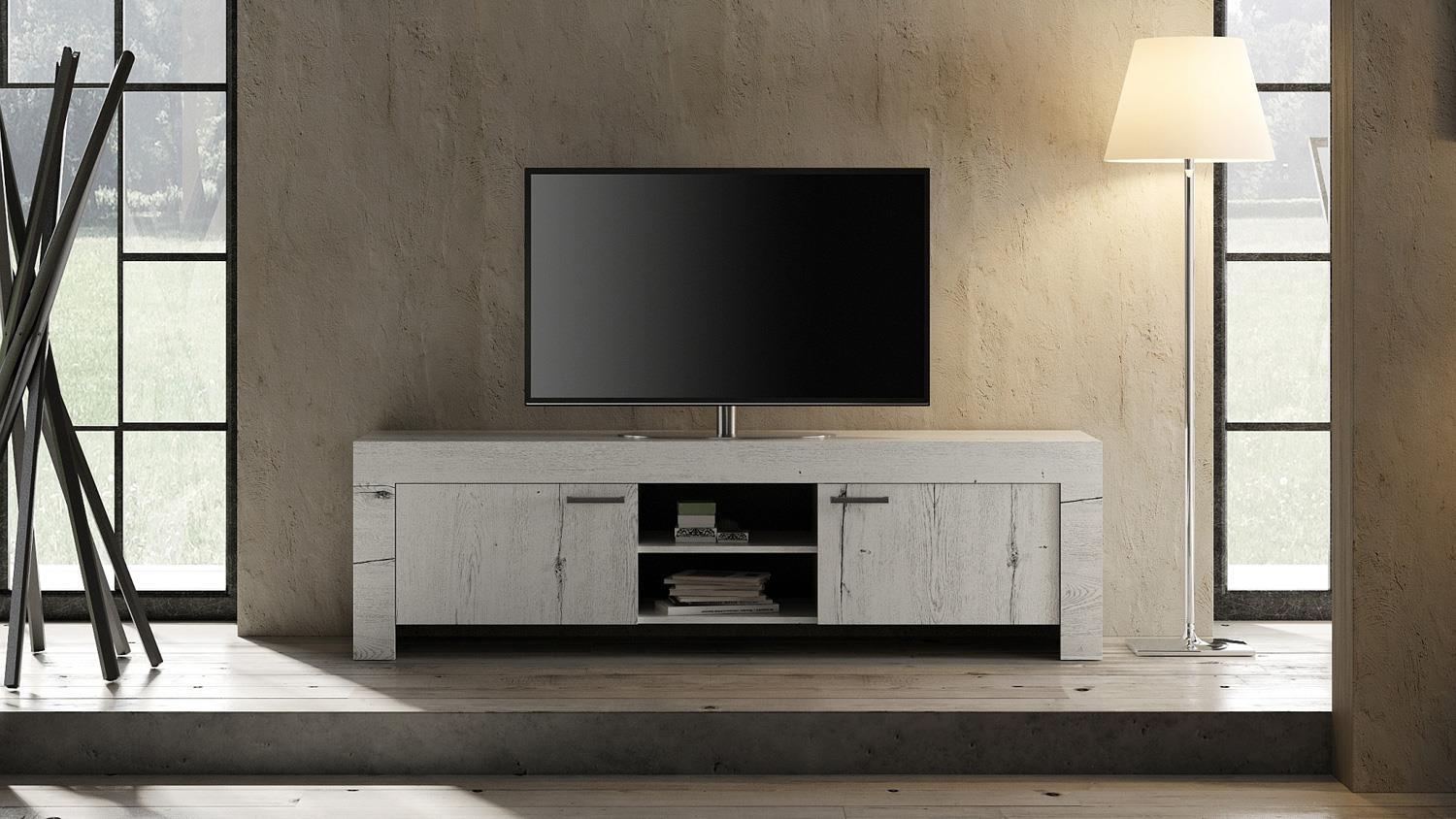 TV-Board 'LAND', Weißeiche, 2-türig & mit 2 Fächern, Länge 180 cm Bild 1