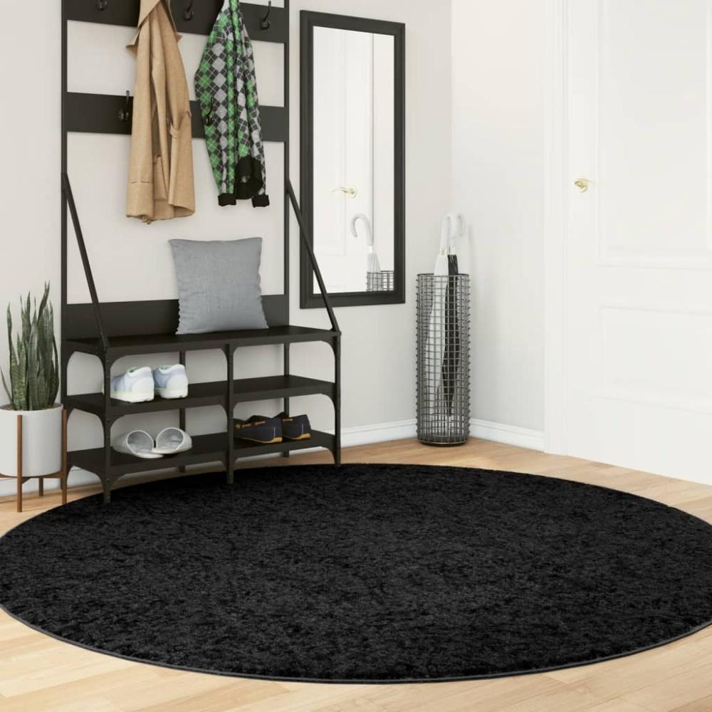 vidaXL Shaggy-Teppich PAMPLONA Hochflor Modern Schwarz Ø 200 cm Bild 1