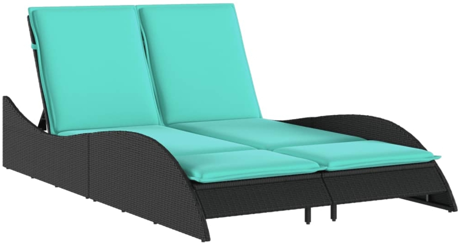 vidaXL Sonnenliege mit Kissen Schwarz 114x205x73 cm Poly Rattan 368295 Bild 1