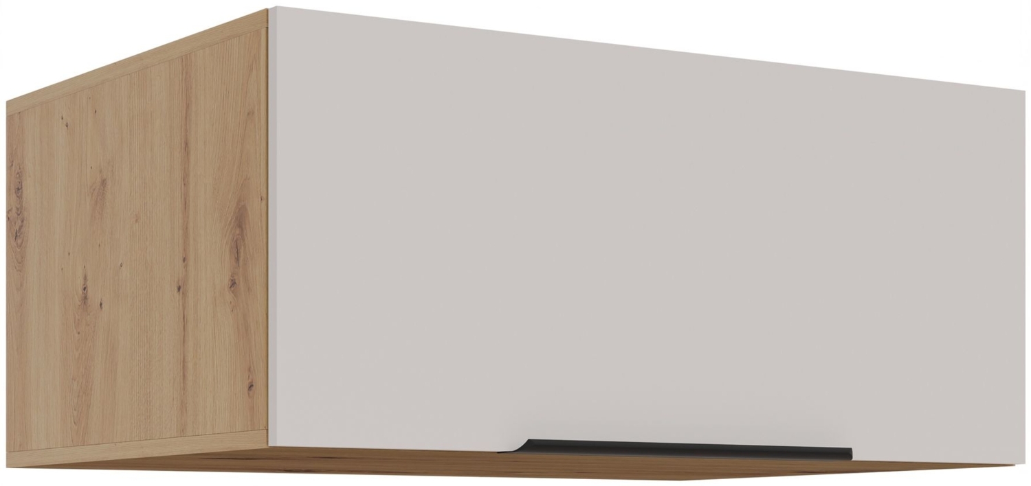 Aufsatzschrank Hochschrank 80 cm Küche SOLANO Kaschmir beige + Eiche Artisan matt Küchenzeile Küchenblock Bild 1