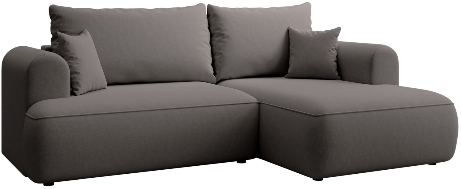 Selsey ''Ovo Mini' Eckschlafsofa rechtsseitig mit Stauraum, Easy-Clean-Samtbezug, dunkelgrau, 93 x 238 x 156 cm Bild 1