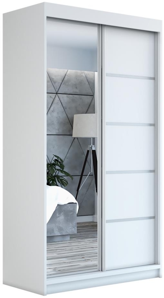 Schwebetürenschrank GAP 2-türig Schrank 120 cm (mit Spiegel) Farbe: Weiß Bild 1