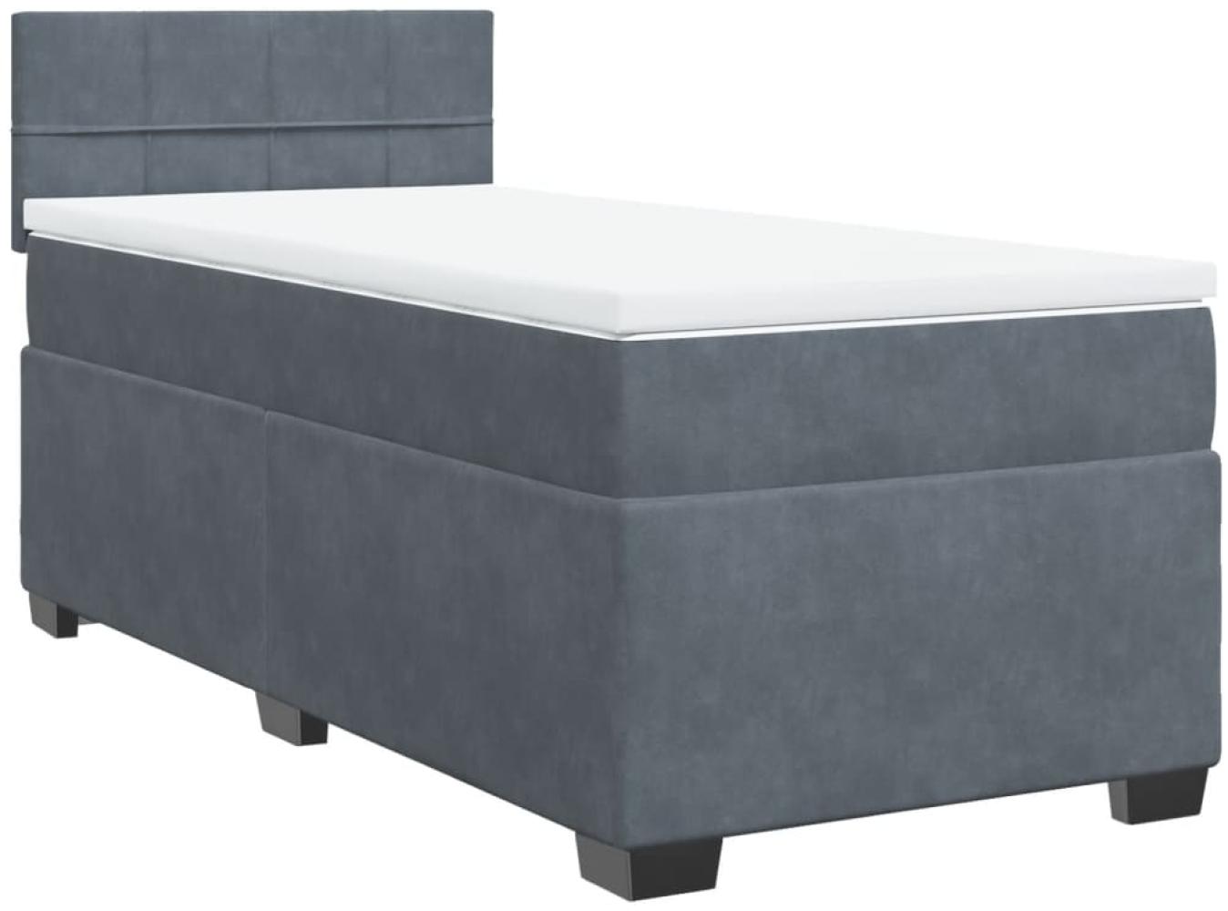 vidaXL Boxspringbett mit Matratze Dunkelgrau 90x200 cm Samt 3286223 Bild 1