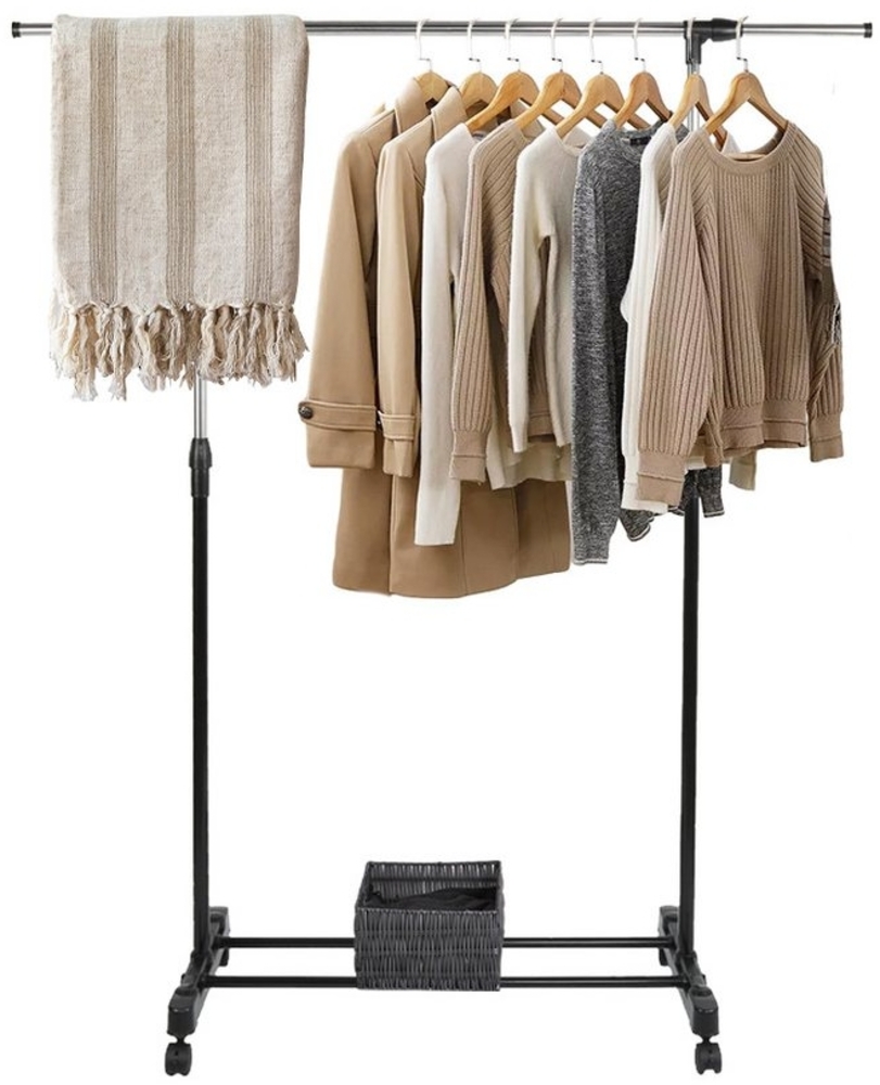 JEOBEST Kleiderständer Rollgarderobe Kleiderstange ausziehbar mit Rollen, Clothes rail coat rack, Höhenverstellbar und ausziehbar Bild 1