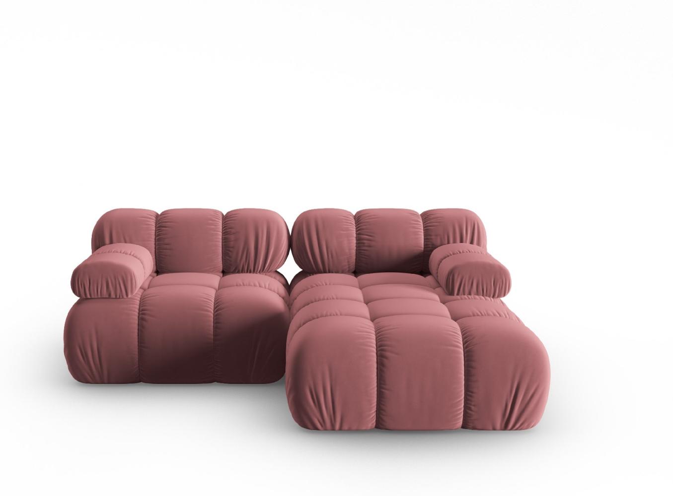 Micadoni Modulares Ecksofa Bellis 3-Sitzer Rechts Samtstoff Rosa Bild 1