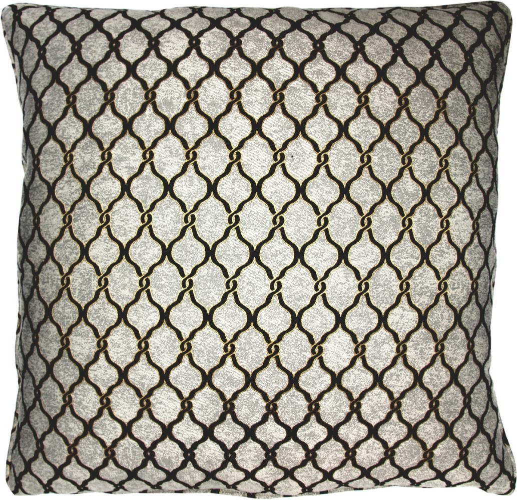 Casa Padrino Luxus Hotel Kissen Silber-Grau / Schwarz / Gold 50 x H. 50 cm - Hotel Kollektion Bild 1