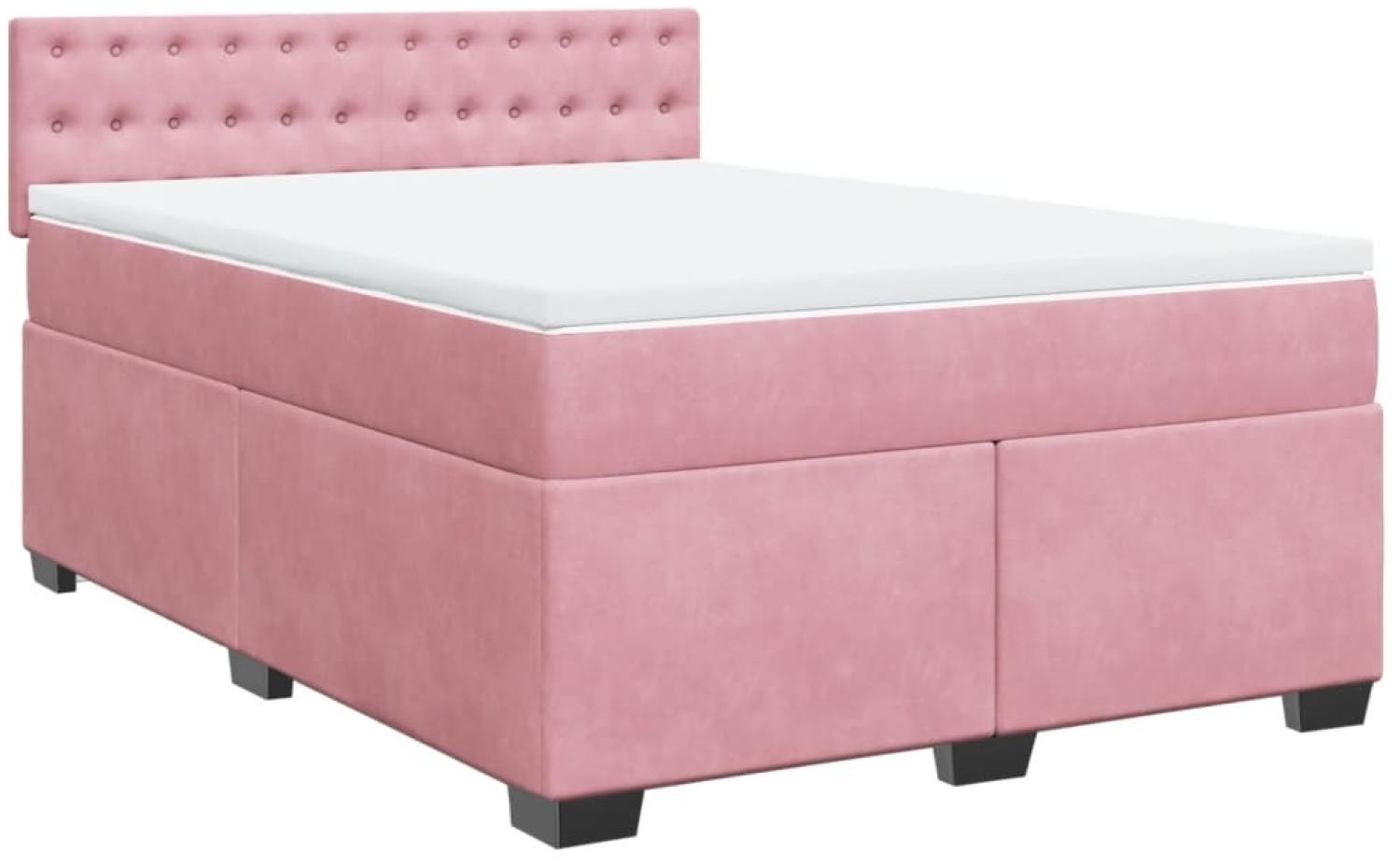 vidaXL Boxspringbett mit Matratze Dunkelrosa 140x200 cm Samt 3286347 Bild 1