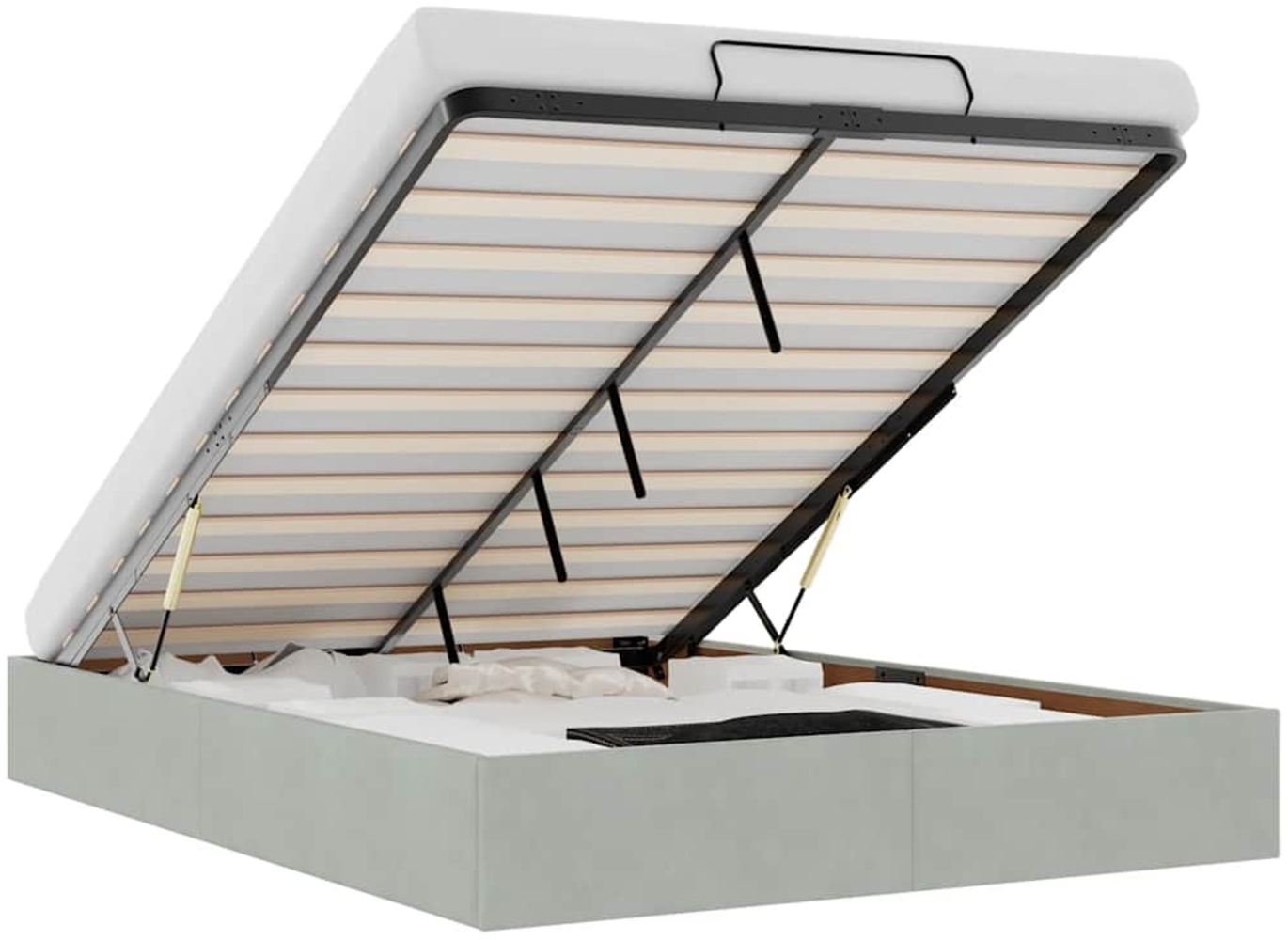 vidaXL Ottoman-Bett ohne Matratze Hellgrau 140x190 cm Samt 3310961 Bild 1