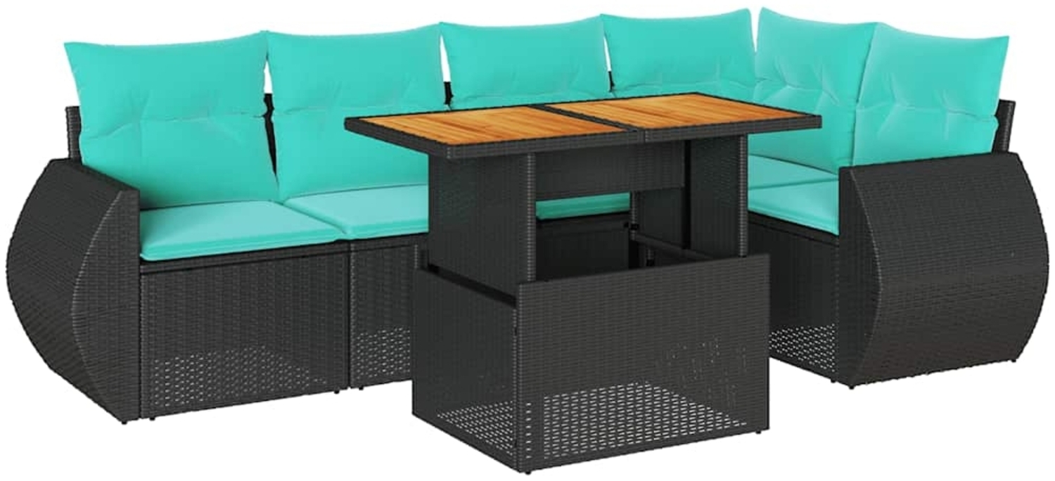 vidaXL 6-tlg. Garten-Sofagarnitur mit Kissen Schwarz Poly Rattan 3327263 Bild 1