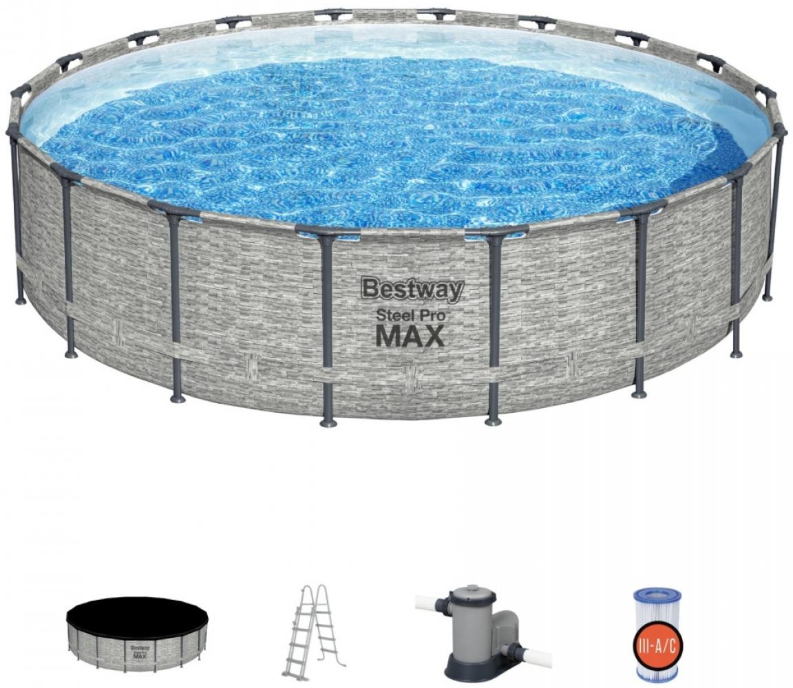 Bestway 'Frame Pool Steel Pro Max Set 549 x 122 cm' Pool Pumpe Leiter Abdeckung Bild 1