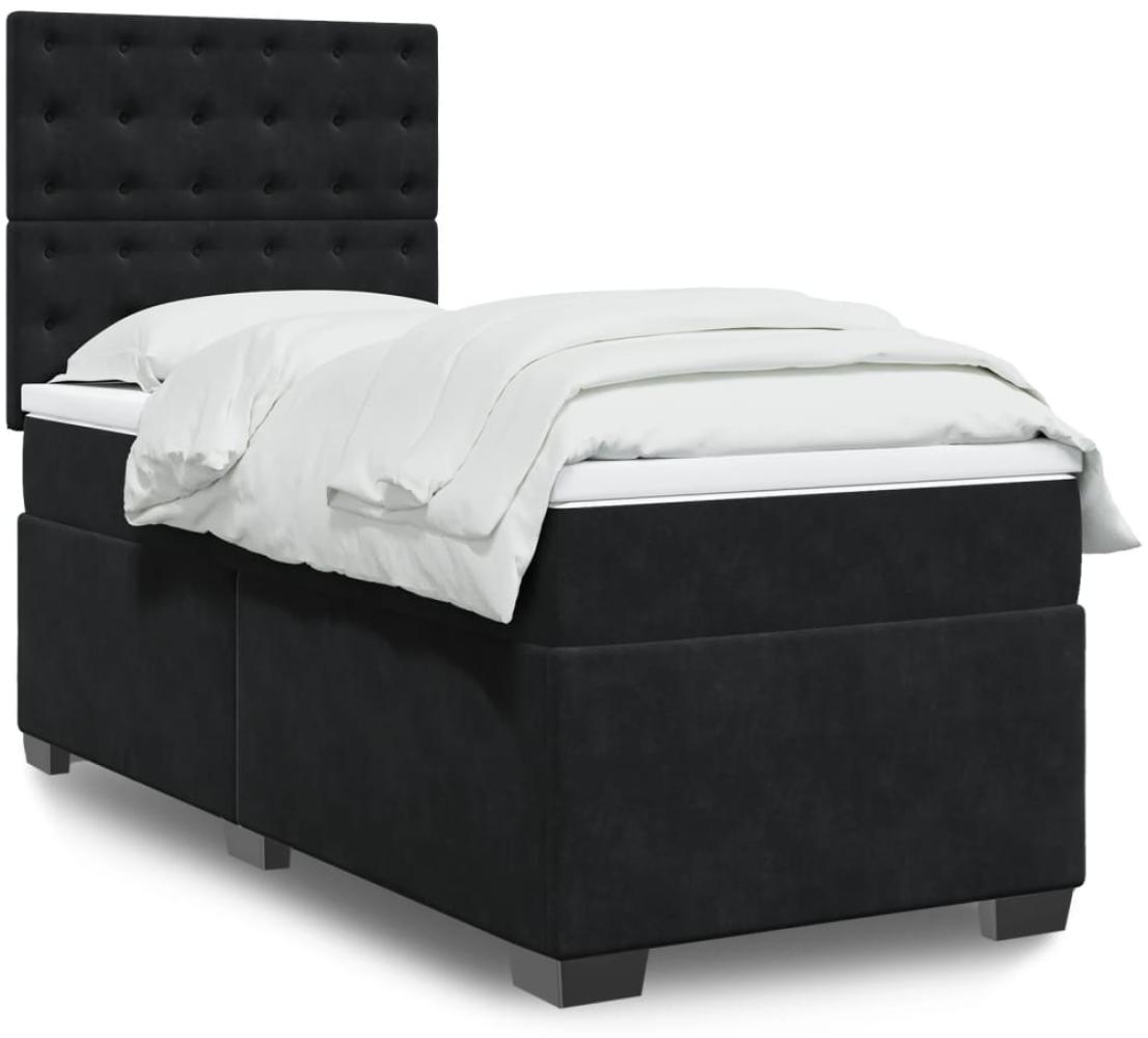 vidaXL Boxspringbett mit Matratze Schwarz 90x190 cm Samt 3290800 Bild 1