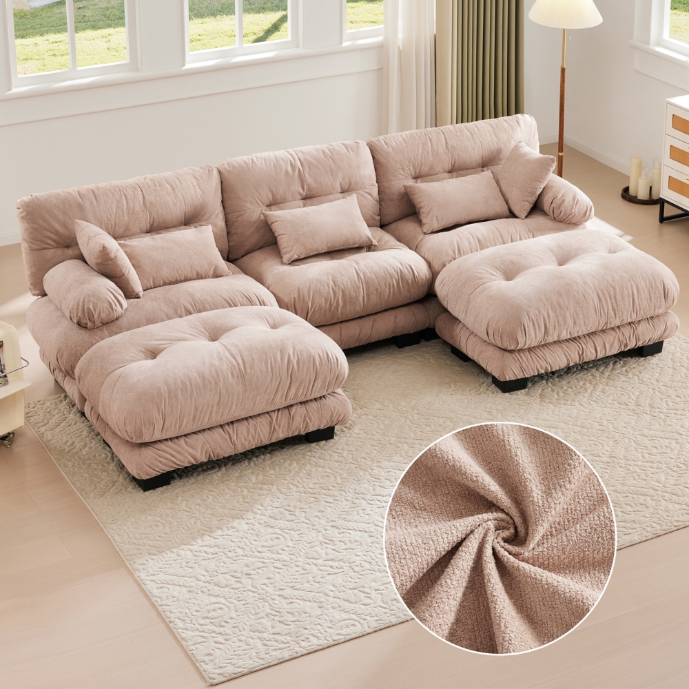 LVHOM Modulares Sofa U Form 300 x 80 x 143 cm, Wohnlandschaft inkl. Kissen, Modulsofa Ecksofa, umwandelbares Schaumstoffsofa, Sofagarnitur Bild 1