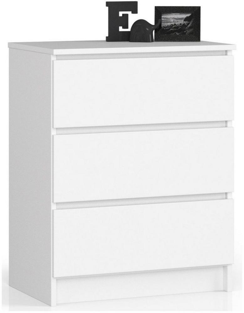 Home Collective Kommode 60 cm breit Holz Highboard Sideboard für Flur Schlafzimmer Wohnzimmer (Kommode Schlafzimmer Kommode mit Schubladen Holz Schrank), Kinderzimmer Organizer, 77 cm hoch mit 3 Schubladen weiß Bild 1