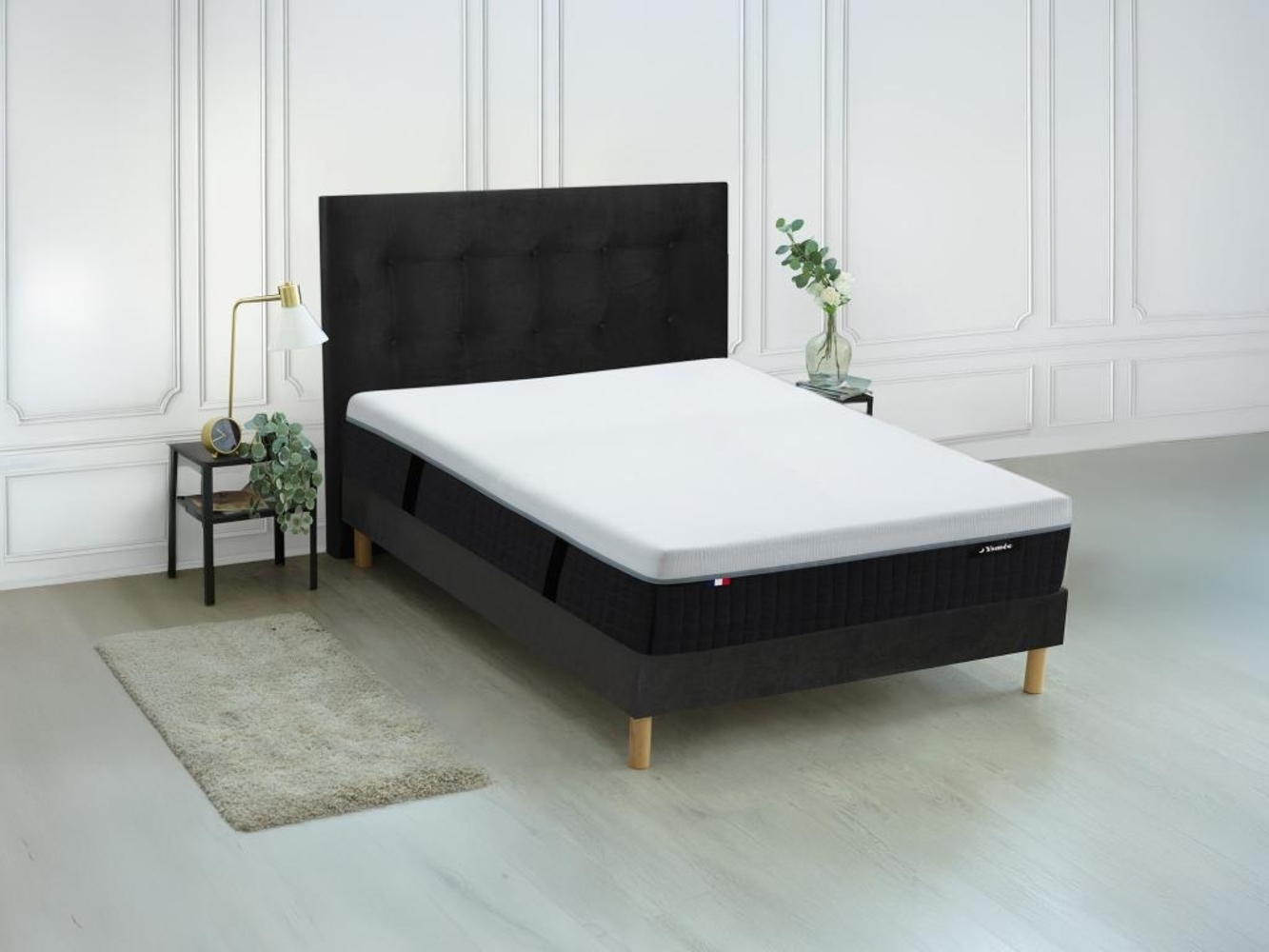 Vente-unique - Hybridmatratze - 160 x 200 cm - feuerfest - 9-Zonen-Taschenfederkern - Auflage aus Memory Schaum & Latex - Stärke 28 cm - SLOMAS von YSMÉE Bild 1