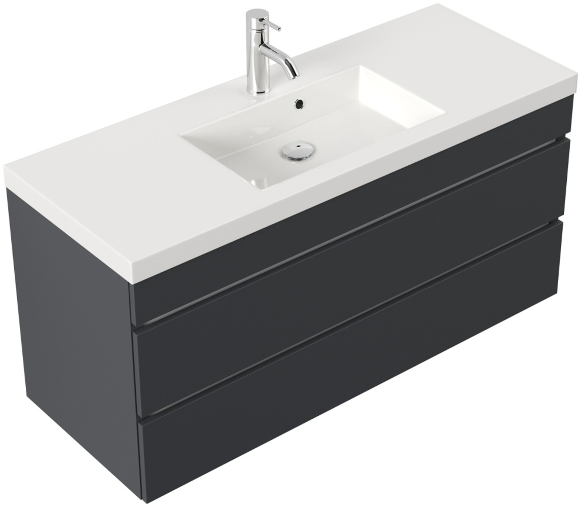 Badmöbel GENEVA 120 SoftClose grafit mit grifflosen Schubladen : Grafit Bild 1