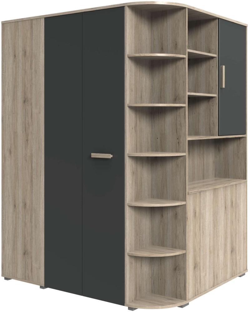 99rooms Karoline II Eckkleiderschrank mit Bettkasten Sanremo Eiche Graphit Bild 1