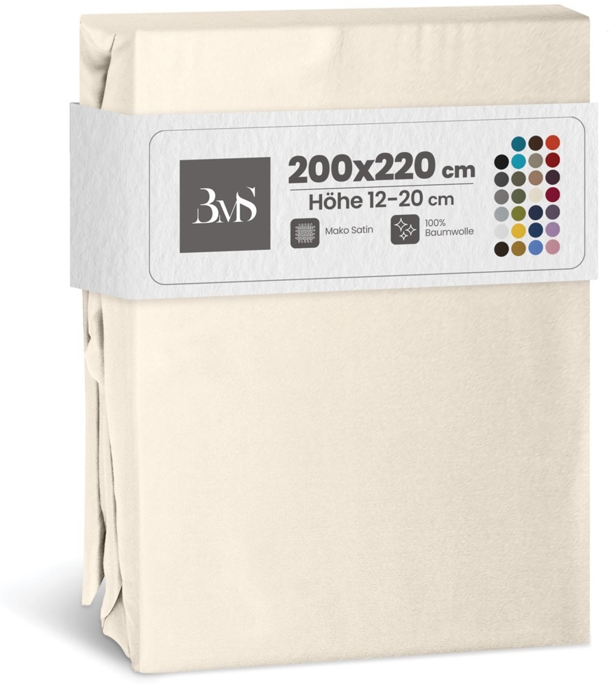 Bettwaesche-mit-Stil Mako-Satin Spannbettlaken natur 200x220cm Bild 1