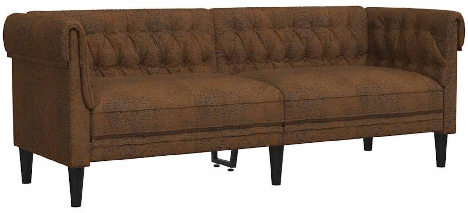 vidaXL Chesterfield-Sofa 3-Sitzer Braun Stoff 372564 Bild 1