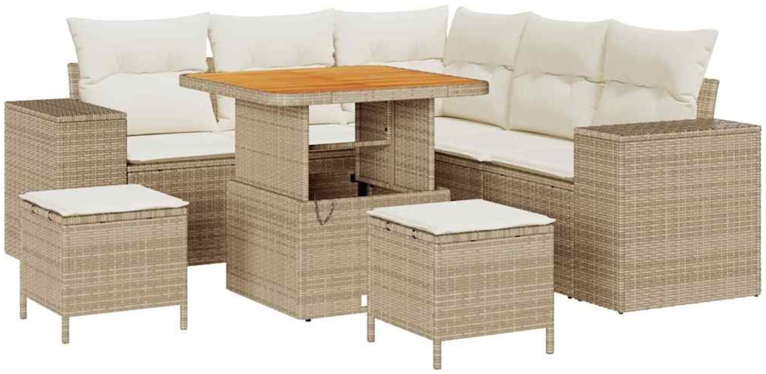 vidaXL Garten-Sofa-Set mit Kissen mit Speicher 8 pcs Beige und Creme 3363951 Bild 1