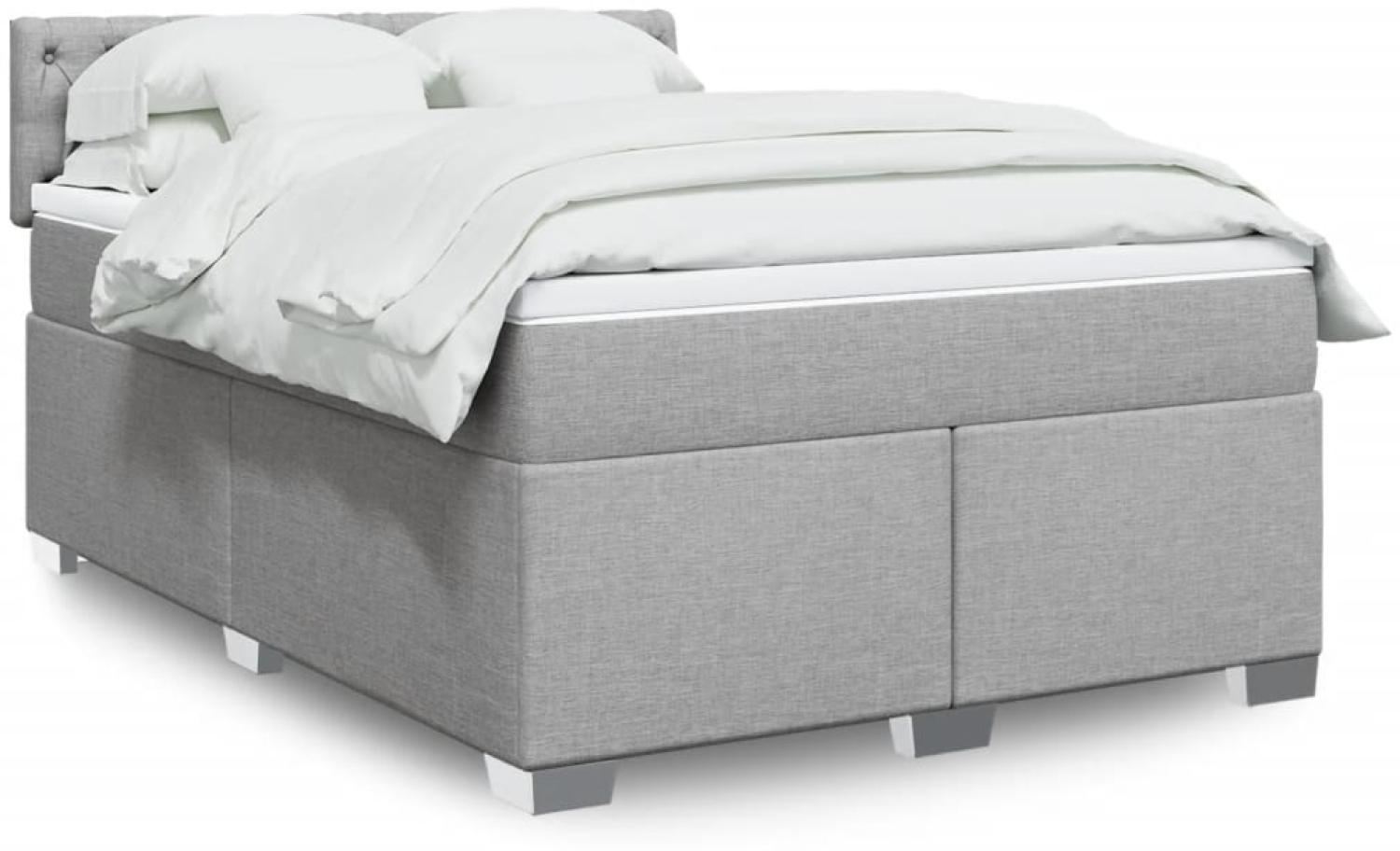 vidaXL Boxspringbett mit Matratze Hellgrau 140x200 cm Stoff 3288218 Bild 1