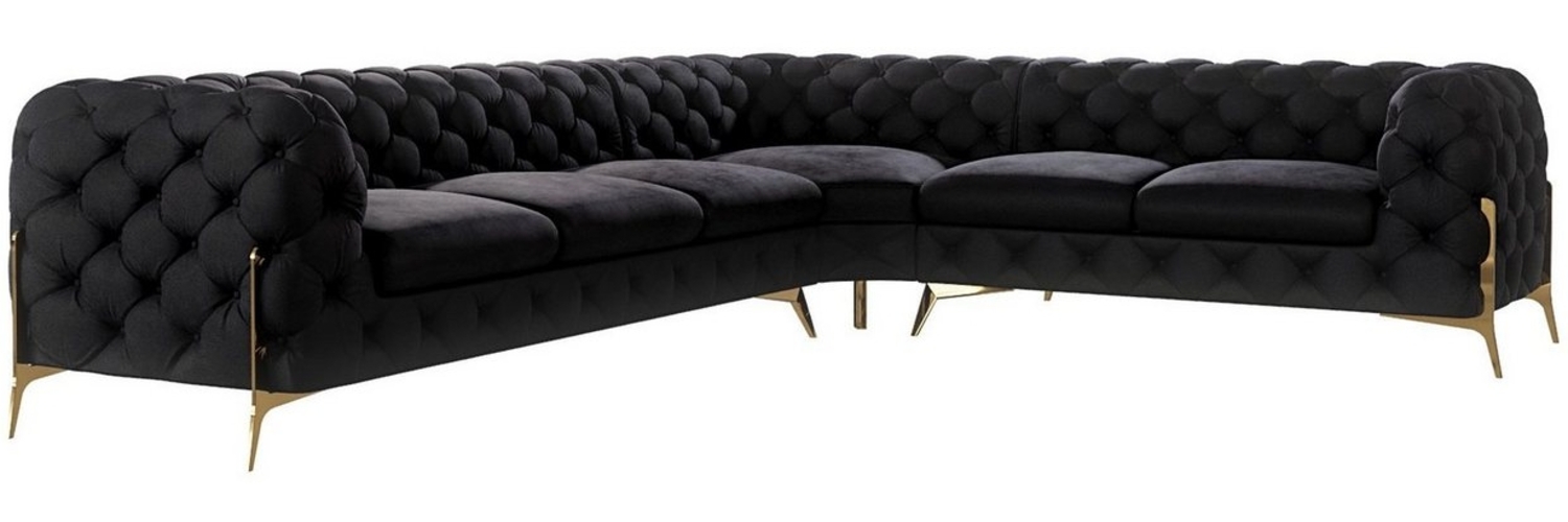 S-Style Möbel Ecksofa Chesterfield Ashley mit Goldene Metall Füßen, Die Eckeinheit kann entweder rechts- oder linkshändig sein, mit Wellenfederung Bild 1