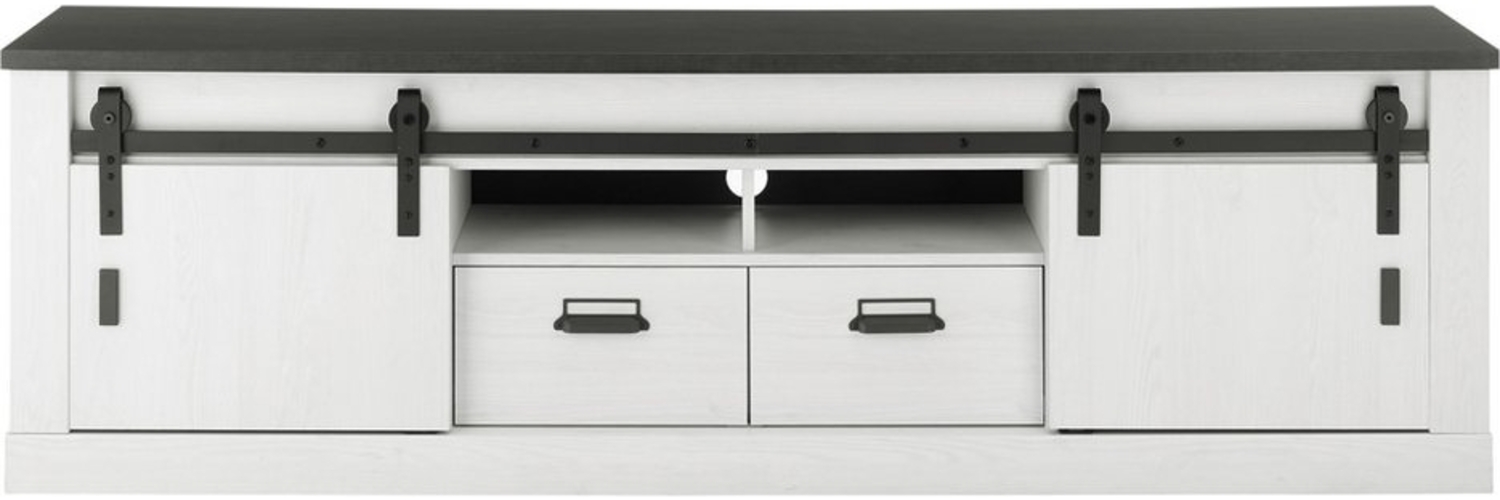 Lomadox Lowboard SHELTON-61, TV in Pinie weiß Nb. mit anthrazit, B/H/T: ca. 201/61/43 cm Bild 1