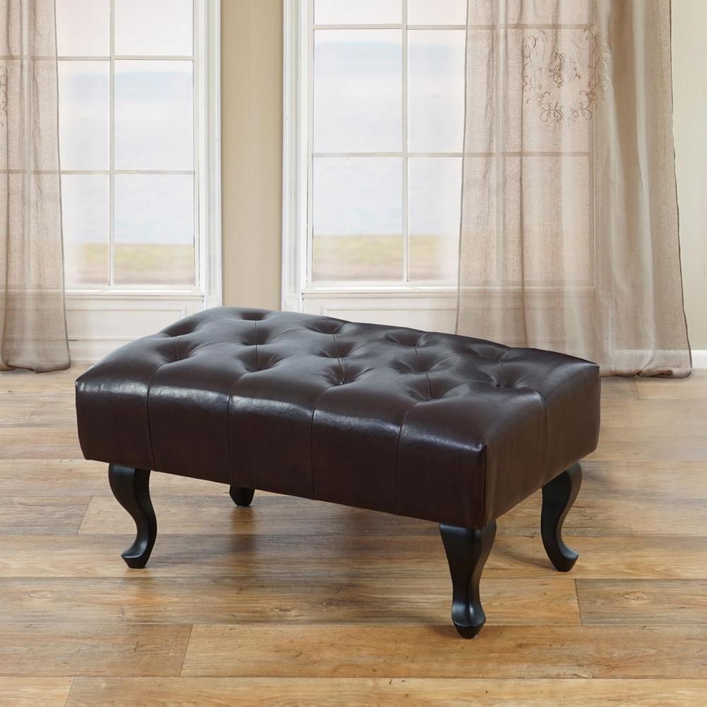 Ottomane Chesterfield, Sitzhocker Fußablage Hocker, Kunstleder 39x77x47cm ~ antik-braun Bild 1