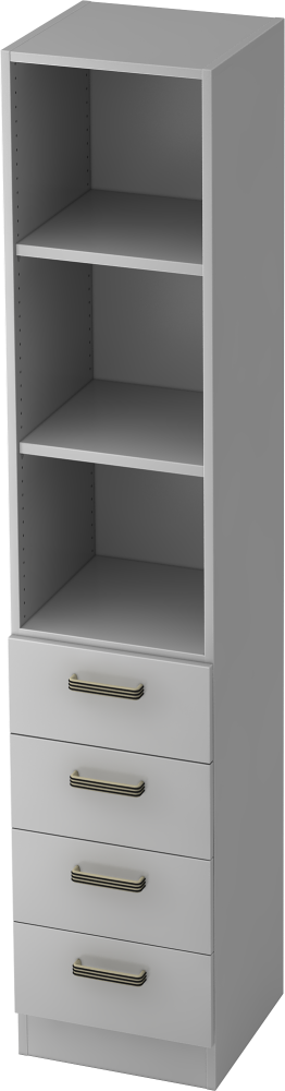 bümö office Aktenschrank Regal mit Schubladen, Büroschrank schmal aus FSC-Holz, 40cm breit in grau - Aktenregal & Schubladenschrank mit Relinggriffen, Büro Möbel Schrank System, 7600-5-5-SG Bild 1