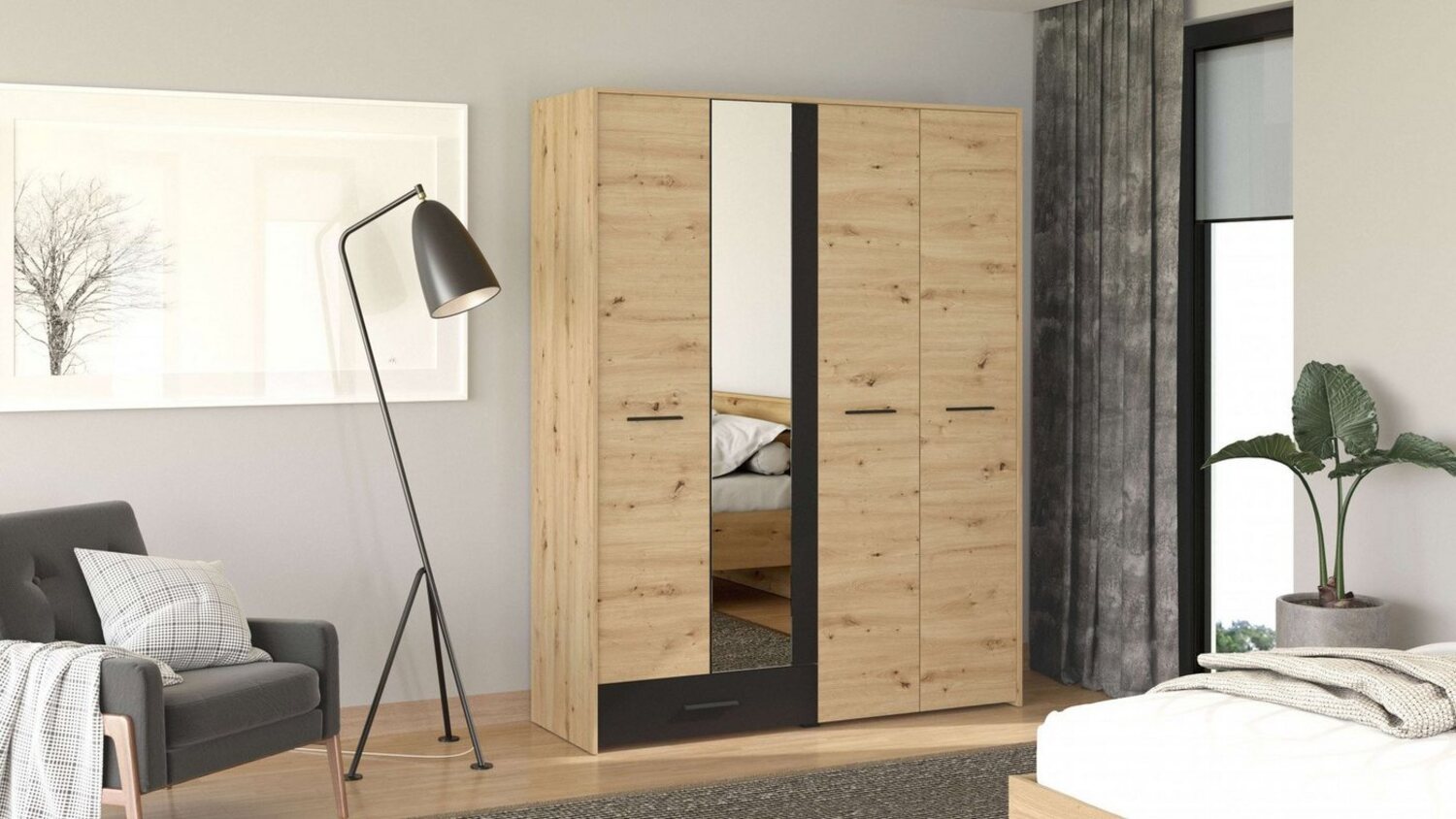 INOSIGN Kleiderschrank Varadero, MIT umfangreicher Innenausstattung, FSC-zertifiziert Drehtürenschrank mit Spiegel und 1 Schublade, 119 oder 157,5cm breit Bild 1